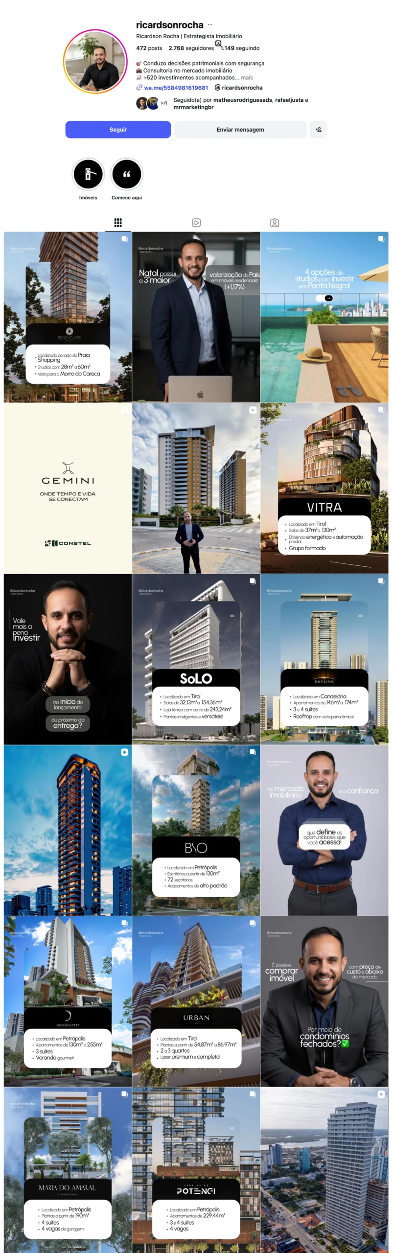 Feed de Ricardson Rocha, cliente da MR Marketing