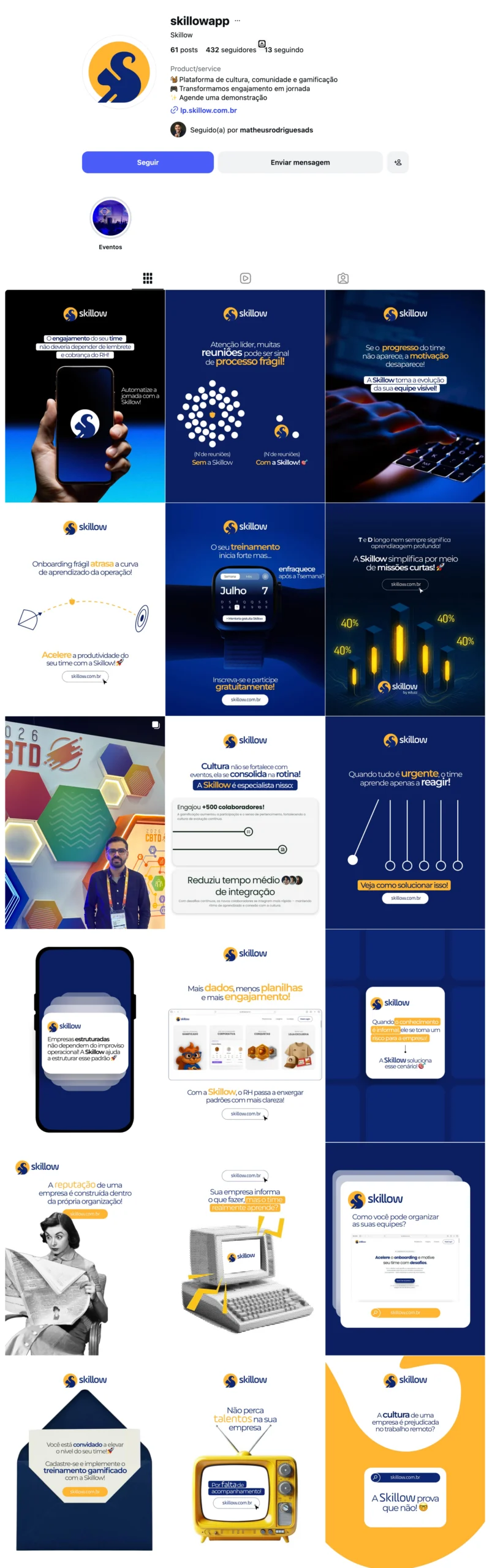 Feed da Skillow, cliente da MR Marketing